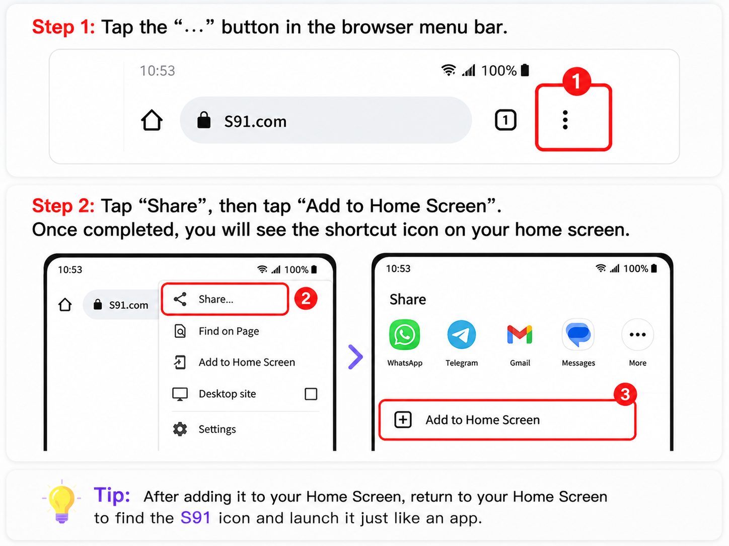 S91 Download Steps for Android