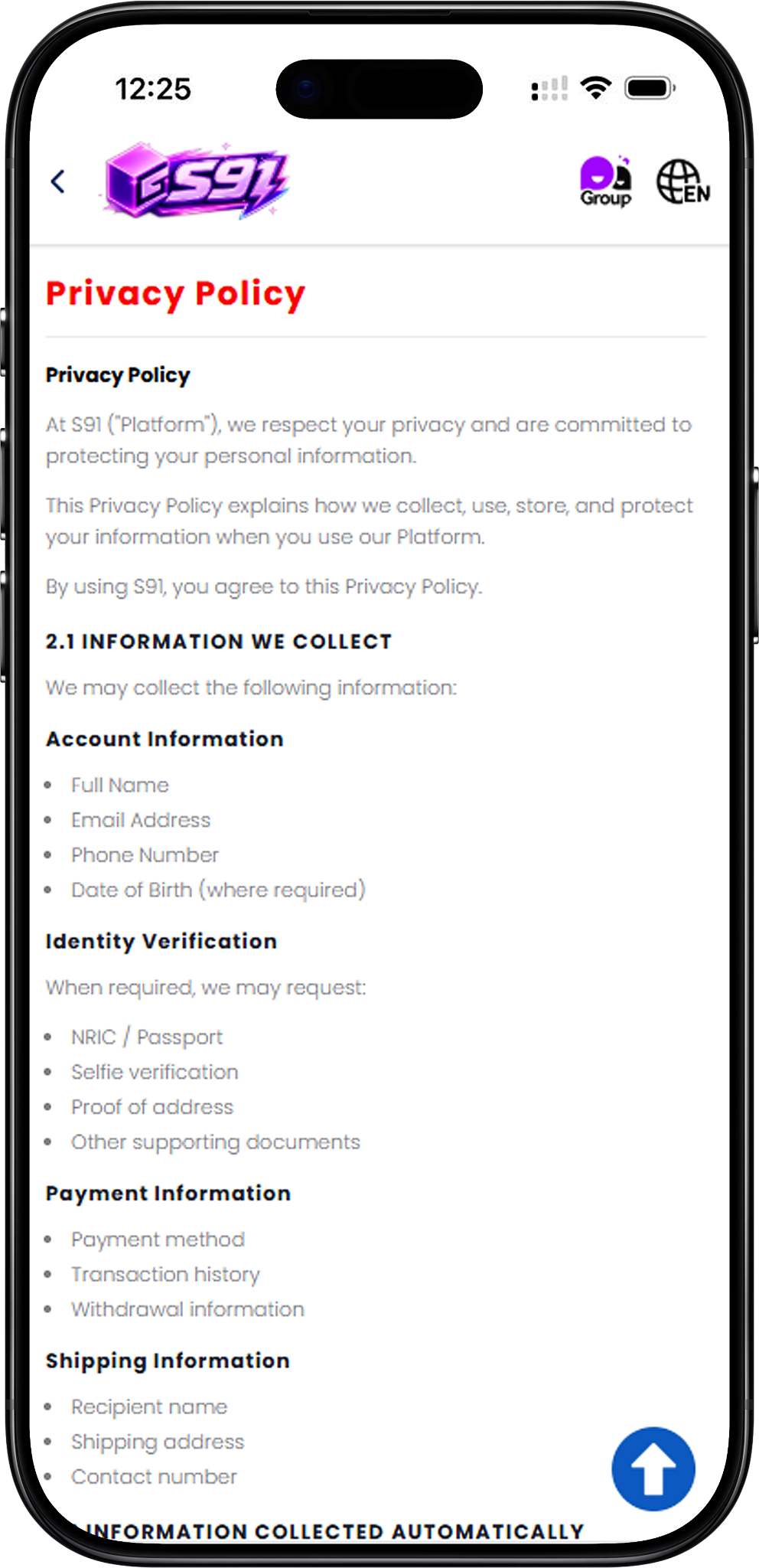 Information S91 Collects